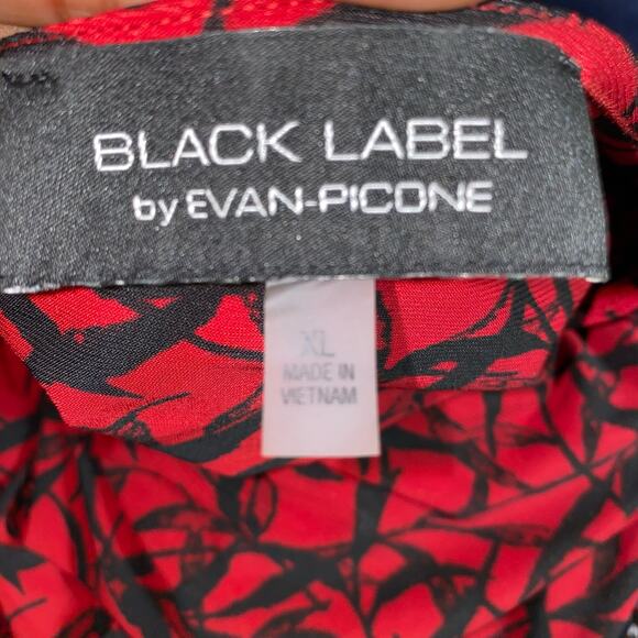 Evan Picone Black Label Red Black Floral Gathered Waist Long Sleeve Dress Sz XL - Picture 12 of 12